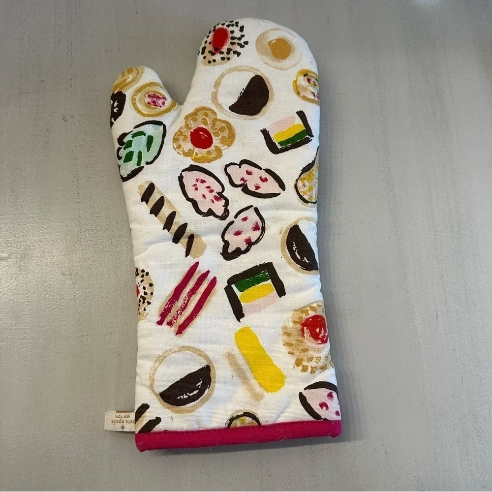 Kate Spade New York Eat Cake For Breakfast Fun Colorful Cotton Oven Mitt OS GUC